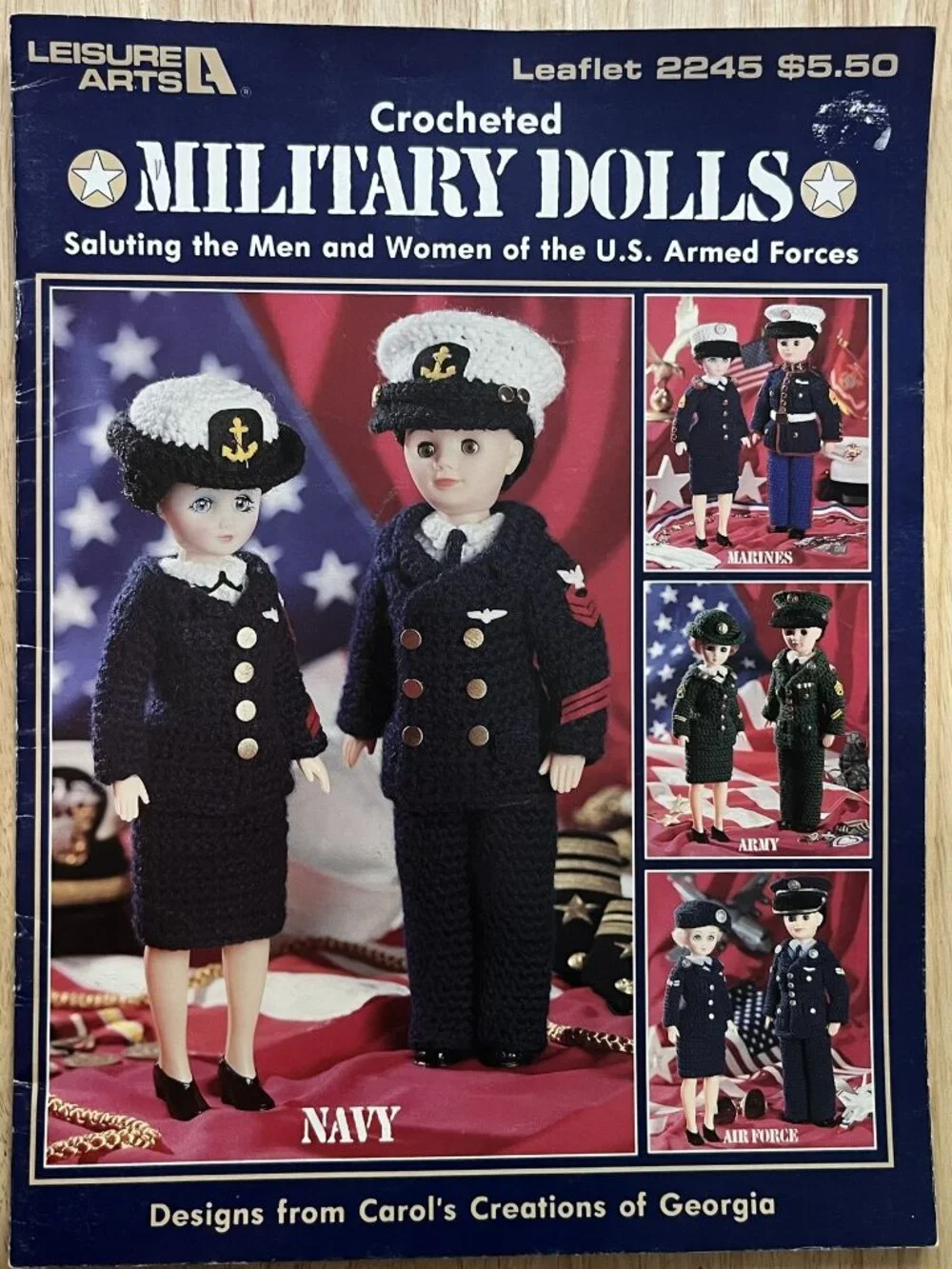 Leisure Arts Crocheted Military Dolls Clothes Pattern Booklet US Armed Forces